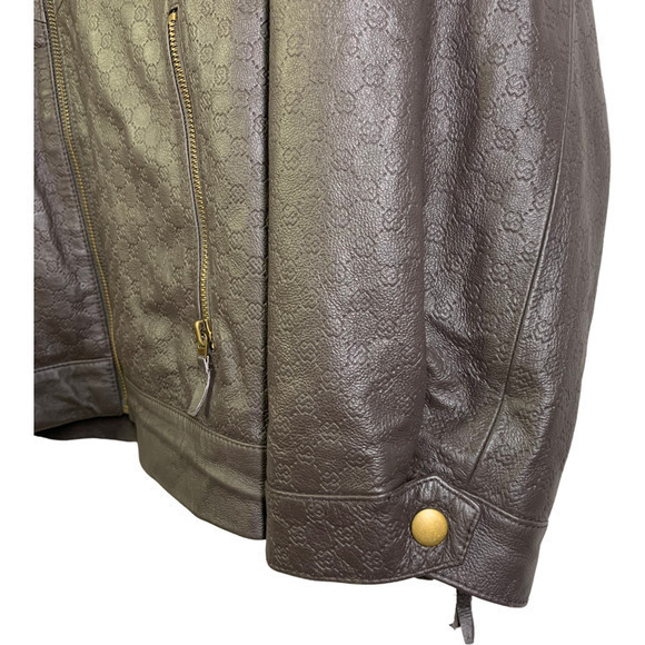 SPECIAL BLEND Dark Brown Embossed Leather Snowboarding Jacket - Picture 10 of 15